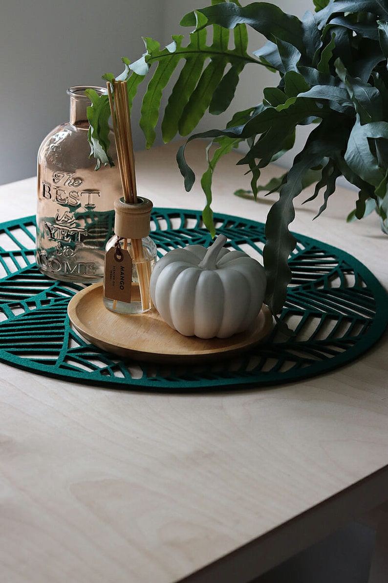 Coasters Felt Placemats Felt Napkin With a Leaf Motif Etsy