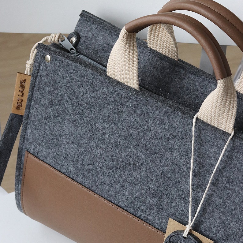 Grey Felt Zippered Handbag Grey Felt Bag Felt Shoulder Bag Etsy