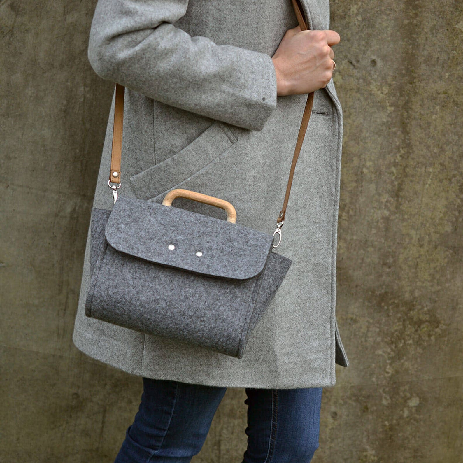 Felt Bag Felt Crossbody Bag Gray Felt Bag Felt&wood II Etsy