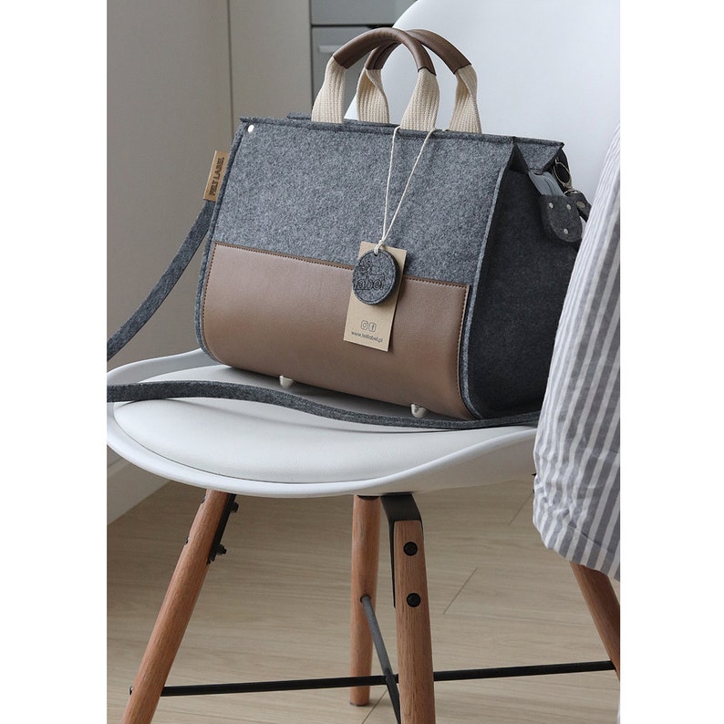 Grey Felt Zippered Handbag Grey Felt Bag Felt Shoulder Bag Etsy