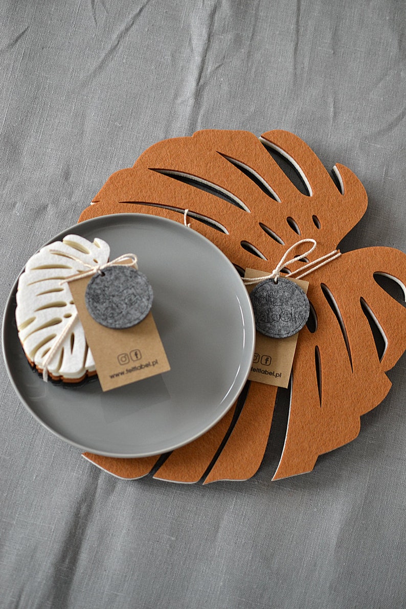 Felt Coaster Felt Placemats Felt Big Coasters Tropical Leaf Etsy UK