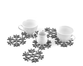 Felt coasters snowflakes shape FS1, six elements