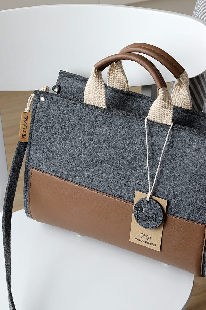 Grey Felt Zippered Handbag Grey Felt Bag Felt Shoulder Bag Etsy