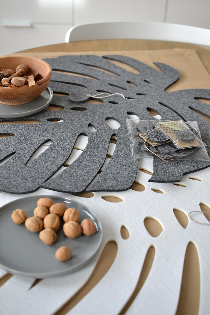 Coasters felt placemats felt pad with Monstera leaf Etsy