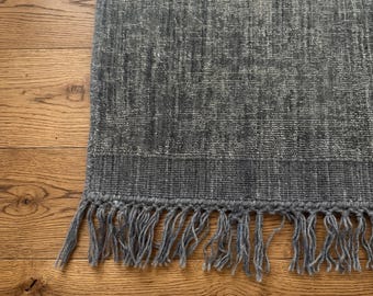 Handwoven Wool Grey Textured Area Rug Minimal Living Room Decor