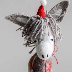 Dominick - Felt  Donkey. Art Toy. Organic toy. Felted Toys. Christmas gift Felt animals Marionette. Felt Toy. grey natural undyed wool