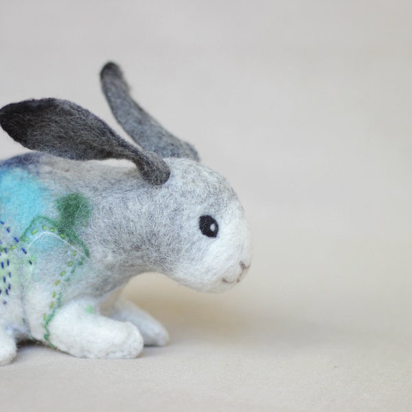 Bunny Robert. Art Toy. Handmade Felted Hare Stuffed Nursery decor Stuffed plush animal Easter  gift for kids children room decoration.