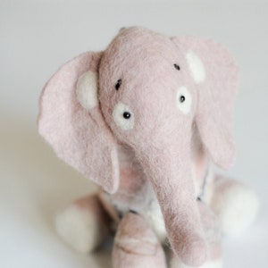 Waldorf toy. Aurelia Felt Elephant. Felt toy. Felted Animals. Softie Plush Toy Stuffed animals. Nursery decor soft toy. dusty light pink. image 1