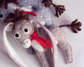 Christmas Tree Decoration. Nestor - The small Long-Eared Christmas Donkey. Art Toy. Christmas Ornament.  Xmas Tree Decoration. Felt toy.