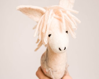 Waldorf toy. Felt donkey - Valerie. Felt toy  Plush Toy Organic toy  Stuffed animals Marionette Felted Animal Soft   Nursery decor soft