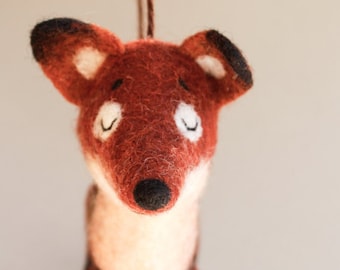 Felt Fox - Rusty, Art Toy kids gift Fox plush Felted Toy Woodland  Puppet Felt Animal Felted Toy Woodland Animal. red orange. MADE TO ORDER.