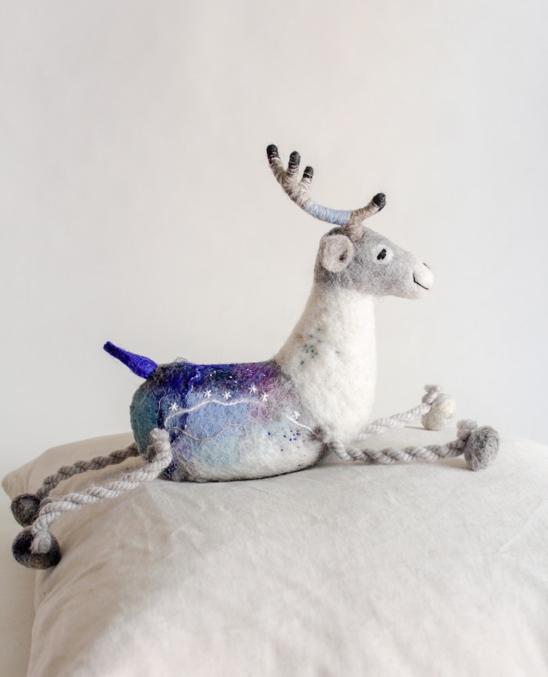 Felt toy Reindeer Norman. Christmas Deer. Marionette, Soft toy for children Felt Deer Waldorf toy, Christmas Gift. stuffed reindeer. image 2