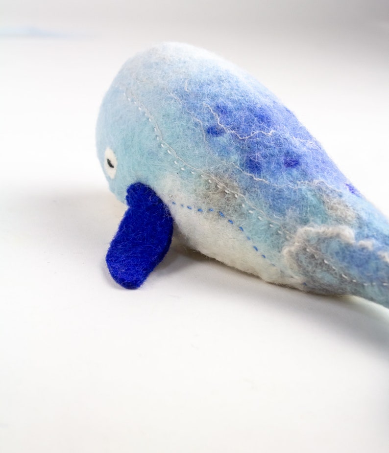 Big Whale Seamus, Art Toy, Handmade stuffed toy, Sea Toy, Whale felt toy, ocean whale plush, Soft toy. Humpback Whale. READY TO SHIP image 8