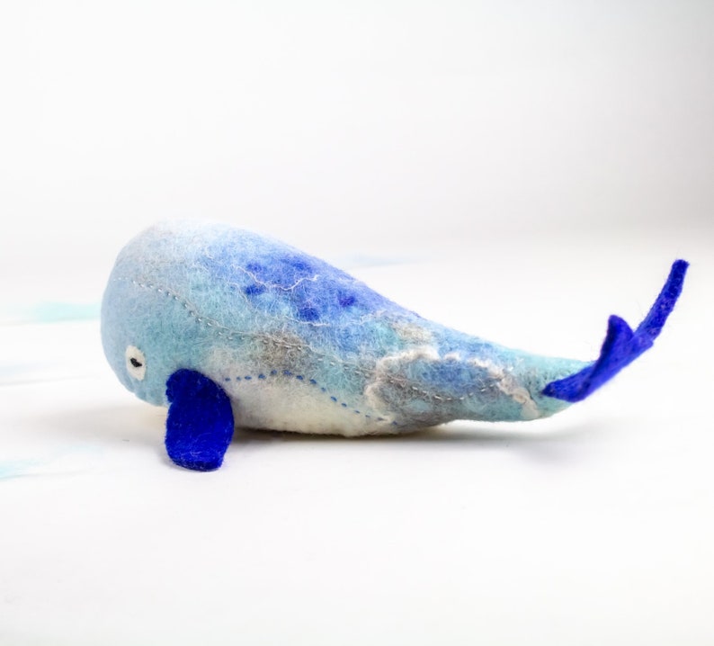 Big Whale Seamus, Art Toy, Handmade stuffed toy, Sea Toy, Whale felt toy, ocean whale plush, Soft toy. Humpback Whale. READY TO SHIP image 10