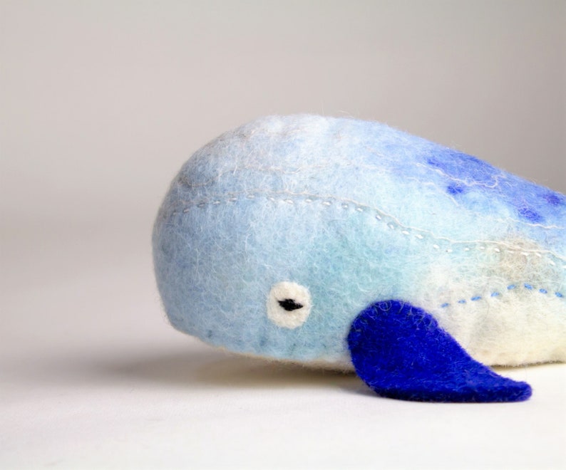 Big Whale Seamus, Art Toy, Handmade stuffed toy, Sea Toy, Whale felt toy, ocean whale plush, Soft toy. Humpback Whale. READY TO SHIP image 2