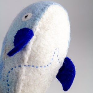 Big Whale Seamus, Art Toy, Handmade stuffed toy, Sea Toy, Whale felt toy, ocean whale plush, Soft toy. Humpback Whale. READY TO SHIP image 7