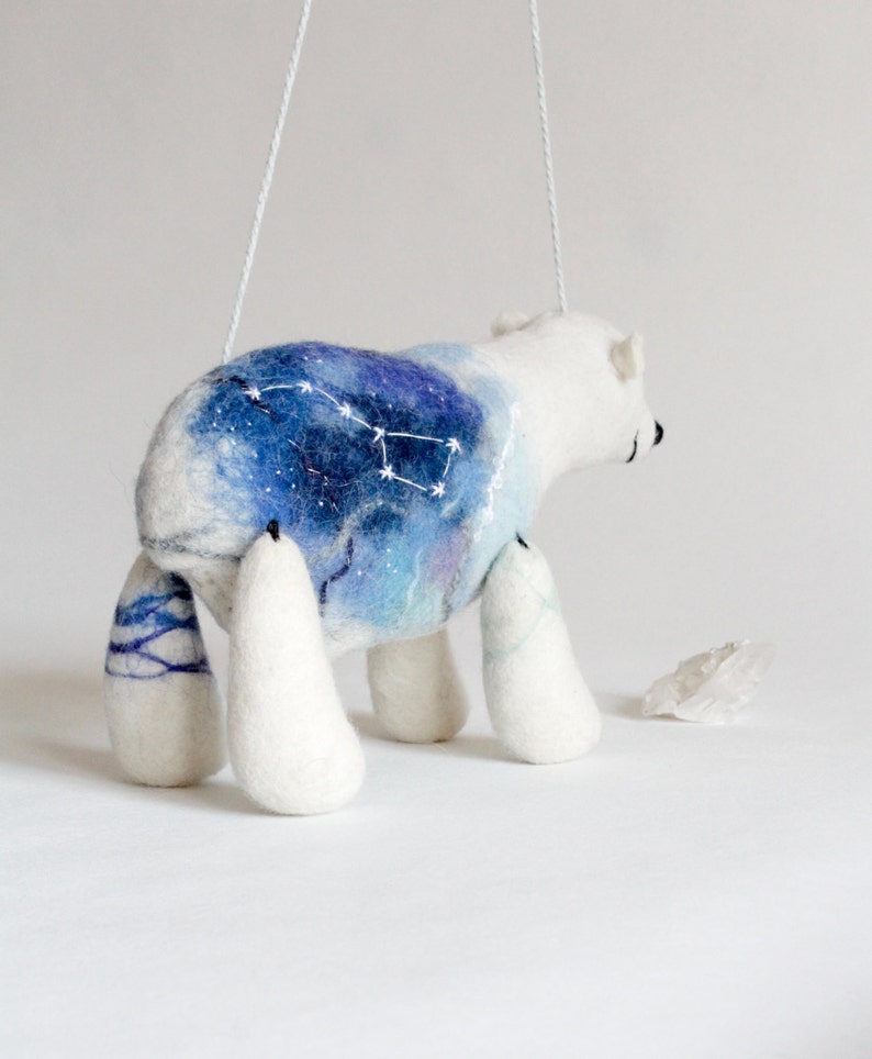 Soft Toys White Polar Bear Mama Bear. Felt toy Ursa Major Constellation Great Bear gift for kids stuffed plush toy Felted Toys galaxy image 5