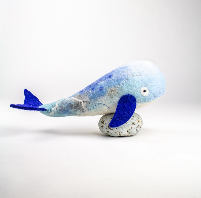 Big Whale Seamus, Art Toy, Handmade stuffed toy, Sea Toy, Whale felt toy, ocean whale plush, Soft toy. Humpback Whale. READY TO SHIP image 3