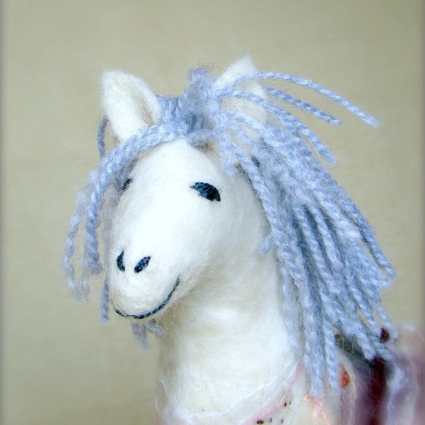 Violet - Felt Horse, Art Marionette, Handmade Puppet. Felted Stuffed Animal Toy. MADE TO ORDER