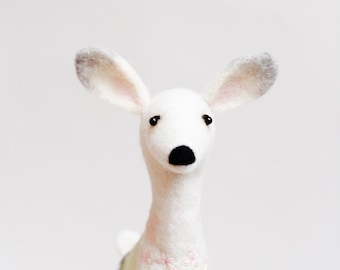 Felt Deer Mothers day gift, Alpine - White Doe, Forest animals organic toy Marionette Stuffed Animal Felted animals soft toy white deer