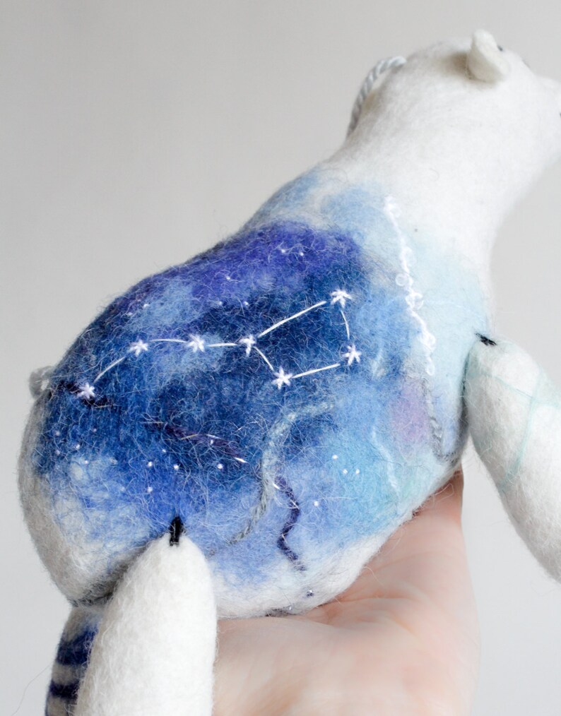 Soft Toys White Polar Bear Mama Bear. Felt toy Ursa Major Constellation Great Bear gift for kids stuffed plush toy Felted Toys galaxy image 3