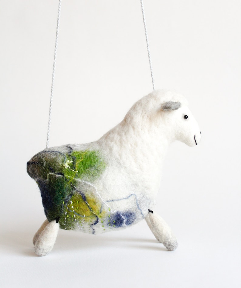 Anetta Felt Sheep, Art Puppet, Felted animal, Marionette, Stuffed Animal, Felted Toy, Softie Plush Toy, silver white . MADE TO ORDER image 3