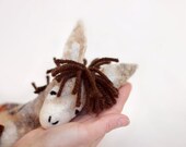 Luke - Felt Donkey. Art Toy. Felted Stuffed Marionette Puppet Handmade Toys, mteam silk road. tan beige cream neutral brown. MADE TO ORDER.