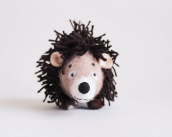 Nicholas - Felt Hedgehog. Art Toy. Felt Marionette. Felted Toy. Stuffed Animal.  brown, beige, woodland animals, eco toy. MADE TO ORDER