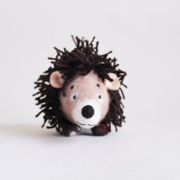 Nicholas - Felt Hedgehog. Art Toy. Felt Marionette. Felted Toy. Stuffed Animal.  brown, beige, woodland animals, eco toy. MADE TO ORDER