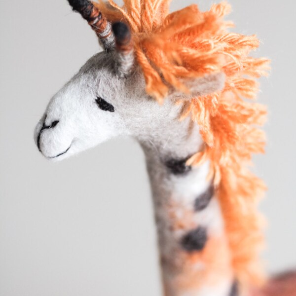 Felt Giraffe - Gerbera. Waldorf Toy, gift for kids Felted Toy Stuffed soft animal plush giraffe Felted Toy African safari animals Marionette