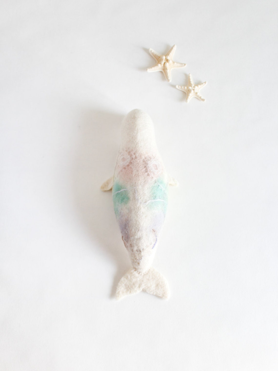 Flint Beluga Whale Figurine | Woven Wicker-Style Design | White Resin 16
