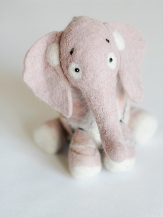 Waldorf toy. Aurelia - Felt Elephant. Felt toy. Felted Animals. Softie Plush Toy Stuffed animals. Nursery decor soft toy. dusty light pink.