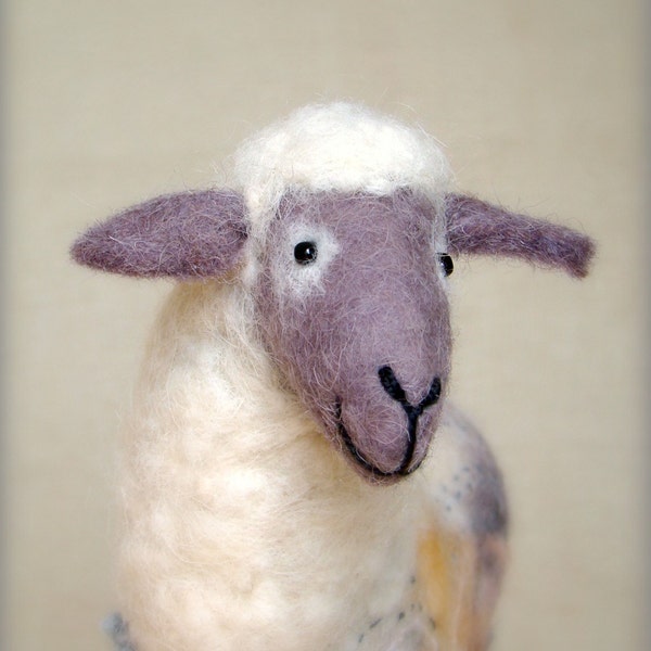 Barbara - Felt Sheep,Art Marionette. Puppet. Felted Stuffed Toy. Waldorf Style Sheep. MADE TO ORDER