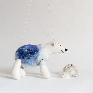 Soft Toys White Polar Bear Mama Bear. Felt toy Ursa Major Constellation Great Bear gift for kids stuffed plush toy Felted Toys galaxy image 2