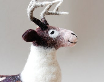 Soft Toy Deer - Thorwald. Christmas Reindeer Art toy Marionette Woodland plush deer soft plushie toy for children Red Deer Felted Toy. brown