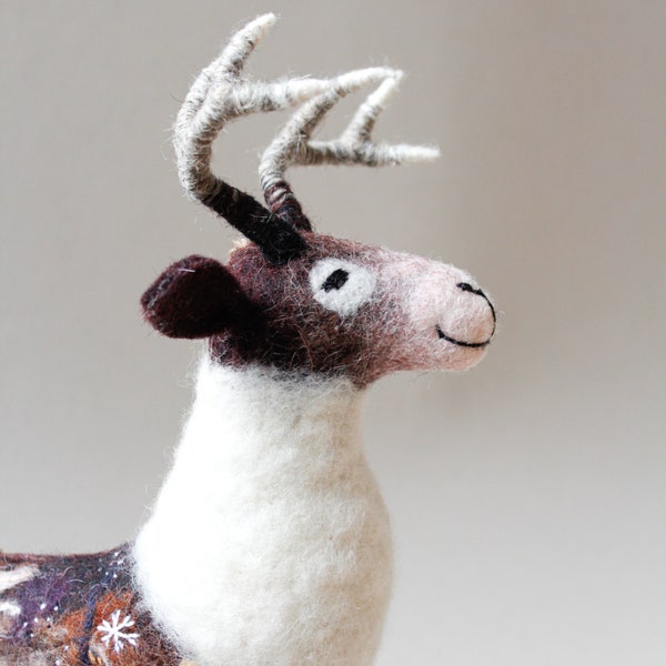 Soft Toy Deer - Thorwald. Christmas Reindeer Art toy Marionette Woodland plush deer soft plushie toy for children Red Deer Felted Toy. brown