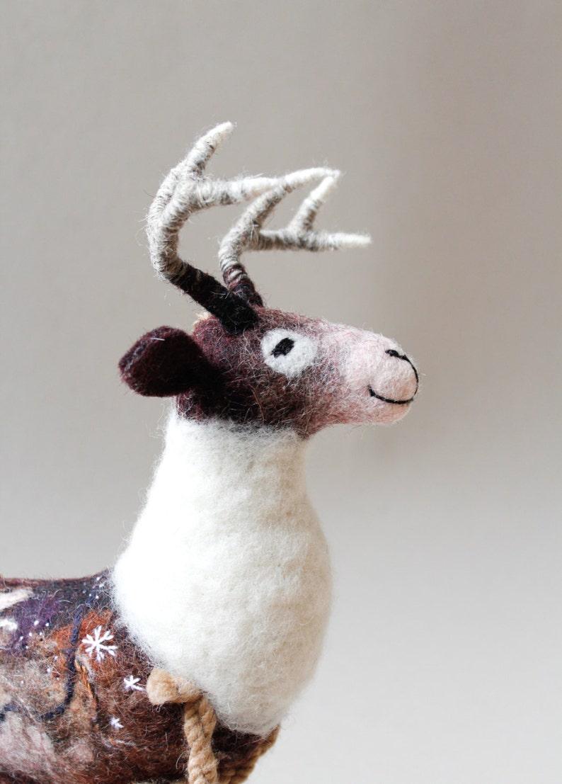 Soft Toy Deer - Thorwald. Christmas Reindeer Art toy Marionette Woodland plush deer soft plushie toy for children Red Deer Felted Toy. brown