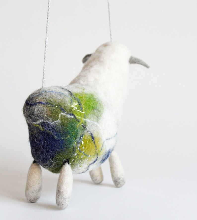 Anetta Felt Sheep, Art Puppet, Felted animal, Marionette, Stuffed Animal, Felted Toy, Softie Plush Toy, silver white . MADE TO ORDER image 5