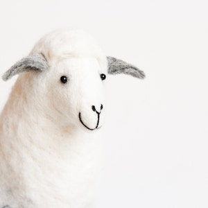 Anetta Felt Sheep, Art Puppet, Felted animal, Marionette, Stuffed Animal, Felted Toy, Softie Plush Toy, silver white . MADE TO ORDER image 1