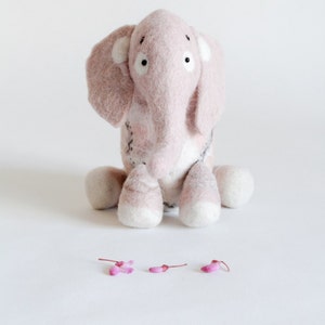 Waldorf toy. Aurelia Felt Elephant. Felt toy. Felted Animals. Softie Plush Toy Stuffed animals. Nursery decor soft toy. dusty light pink. image 3