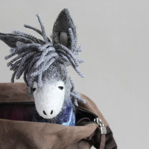 Felt Donkey Henry. Art toy Animal Marionette Handmade Puppet Stuffed Toy back to school toys kids gift plush Animals Felted Toys. image 2