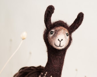 Felt Llama - Darnetta, Art Marionette, Puppet, Handmade Stuffed toy, felted llama  Felt Toy. Alpaca toy. Soft animals.