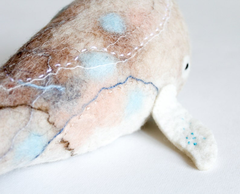 Big Felt Whale Nilmer, Art Toy Gift for kids Felt Toy Whale Felt Sea Animal Stuffed toy Soft Plush Blue Whale whale plush Nursery Decor image 5