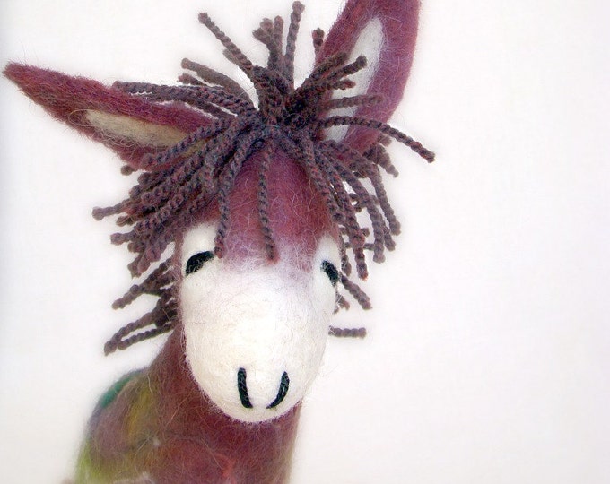 Stefania Felt Donkey. Art Animal Handmade Etsy
