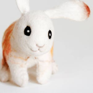 Little Felt  Fire Bunny - Felix. Art Toy Handmade Felted Hare Stuffed gift kids baby shower gift nursery decor .