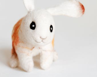 Little Felt  Fire Bunny - Felix. Art Toy Handmade Felted Hare Stuffed gift kids baby shower gift nursery decor .