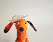 Teckel - Mini peper, vilt speelgoed hond worst kunst speelgoed marionet voor kinderen vilten Puppet marionet Halloween Gift pluche. bruin oranje val
