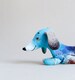Felt Toy kids gift  Dachshund - Hubert Waldorf Felted dog Art Toy Christmas gift Puppet Dog Plush Marionette Stuffed Toy. blue turquoise. 