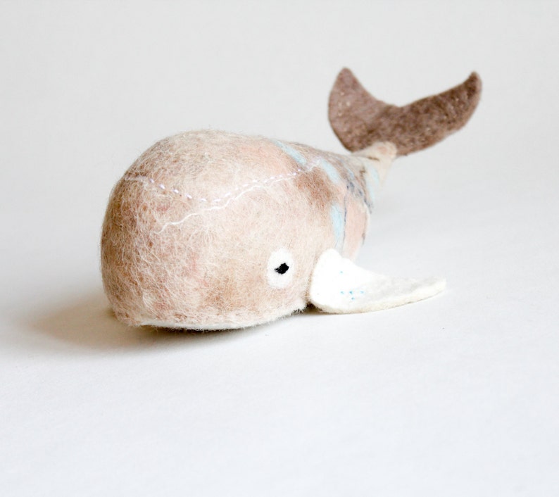 Big Felt Whale Nilmer, Art Toy Gift for kids Felt Toy Whale Felt Sea Animal Stuffed toy Soft Plush Blue Whale whale plush Nursery Decor image 2