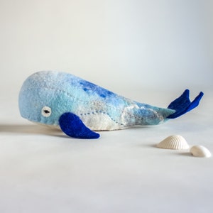 Big Whale Seamus, Art Toy, Handmade stuffed toy, Sea Toy, Whale felt toy, ocean whale plush, Soft toy. Humpback Whale. READY TO SHIP image 5